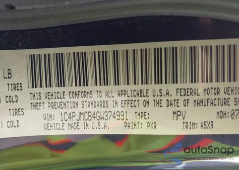 2016 Jeep Cherokee Latitude из США, поврежденный, VIN 1C4PJMCB4GW374991